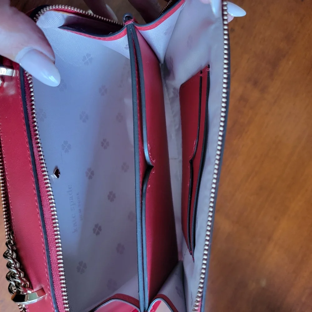 Kate Spade Izzy Red Italian Leather Chain Crossbody Bag